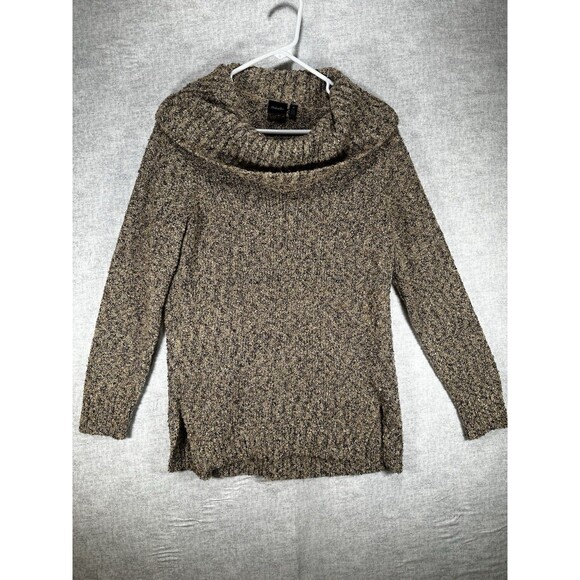 Rafaella Cowl Neck Sweater Long Sleeves Split Hem Neutral Brown Women’s Size Med - Picture 1 of 7